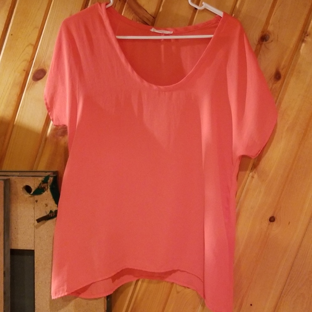 Coral satin top